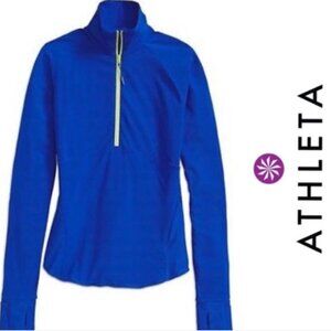Athleta Malibu Hike Half Zip Pullover Top Cobalt Blue Medium